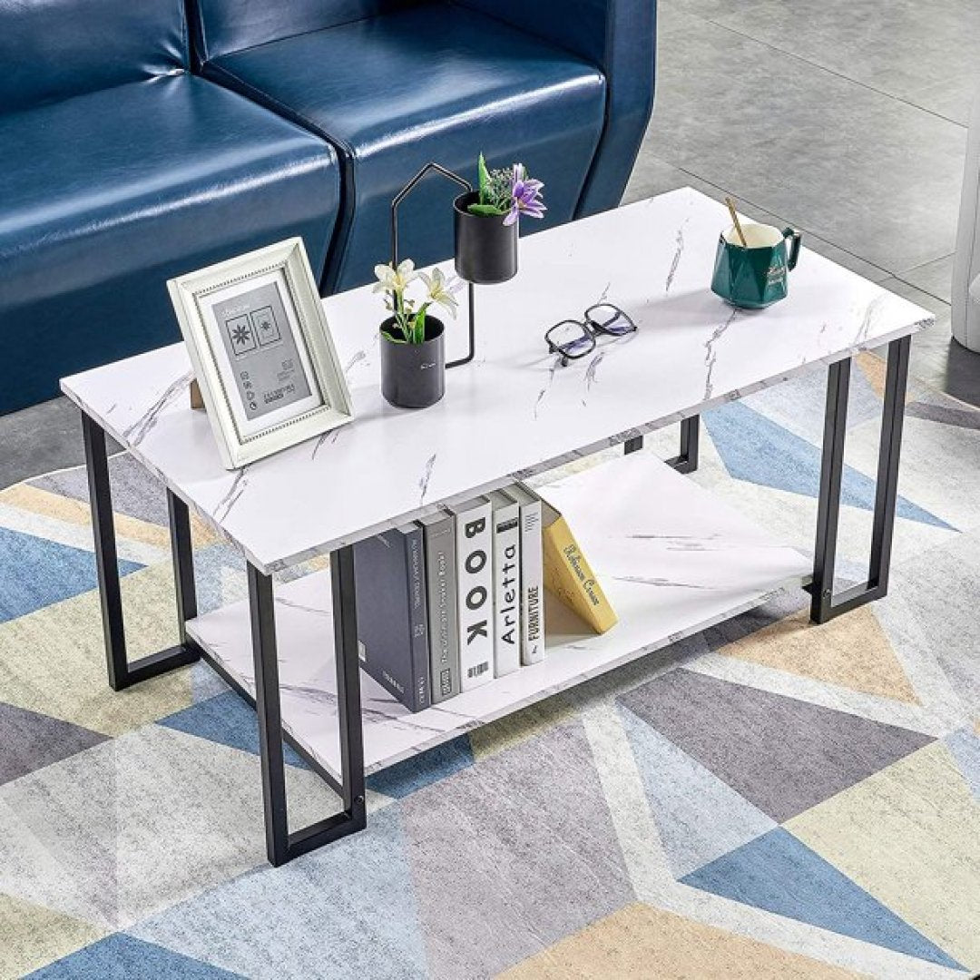 Moderne Rechthoekige Salontafel met 100% Marmer & Opbergruimte π‘β¨