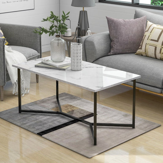 Rechthoekige Marmeren Salontafel – Modern & Luxe 🤍✨