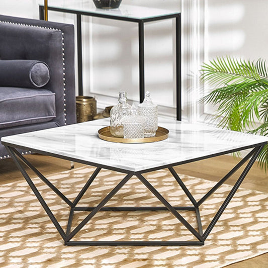 Luxe Marmeren Salontafel met Geometrisch Design 🖤✨