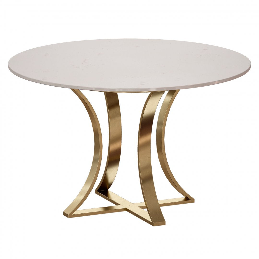 Luxe Marmeren Eettafel – Elegant Design met Gouden Onderstel