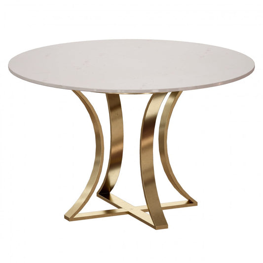 Luxe Marmeren Eettafel – Elegant Design met Gouden Onderstel