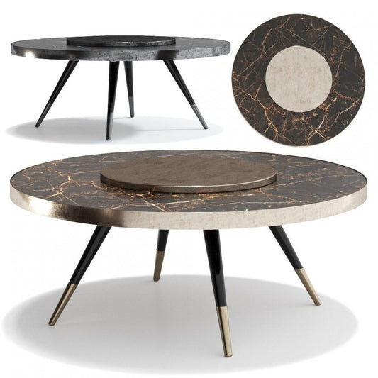Ronde Luxe Marmeren Eettafel met Draaibaar Middenblad